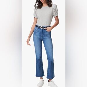 PAIGE Claudine Women's Light Blue Flare Jeans with raw hem